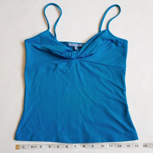 SMART SET Twisted Front Camisole with Spaghetti Straps in Bright Azure Blue - Picture 11 of 13